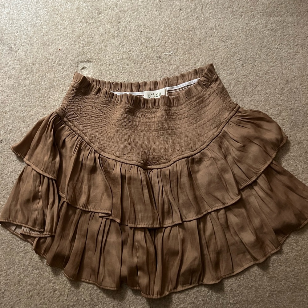 Chic Brown Ruffled Mini Skirt